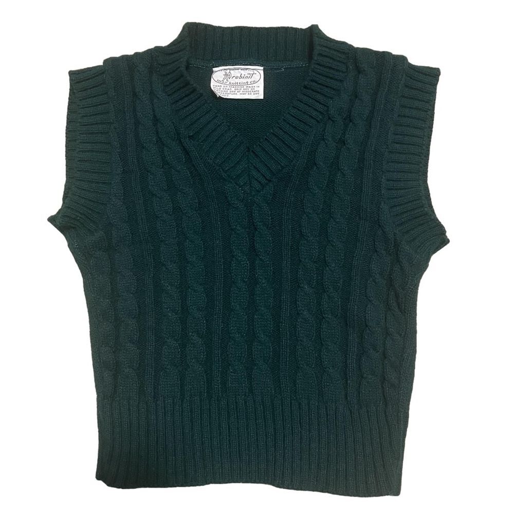 Robinit May Knitting Co. Cable Knit Sweater Vest Green Toddler Boy